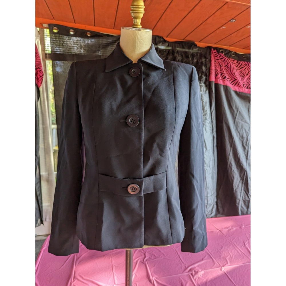 Tahari Arthur Levine womens blazer suit jacket size 4 shoulder pads button front